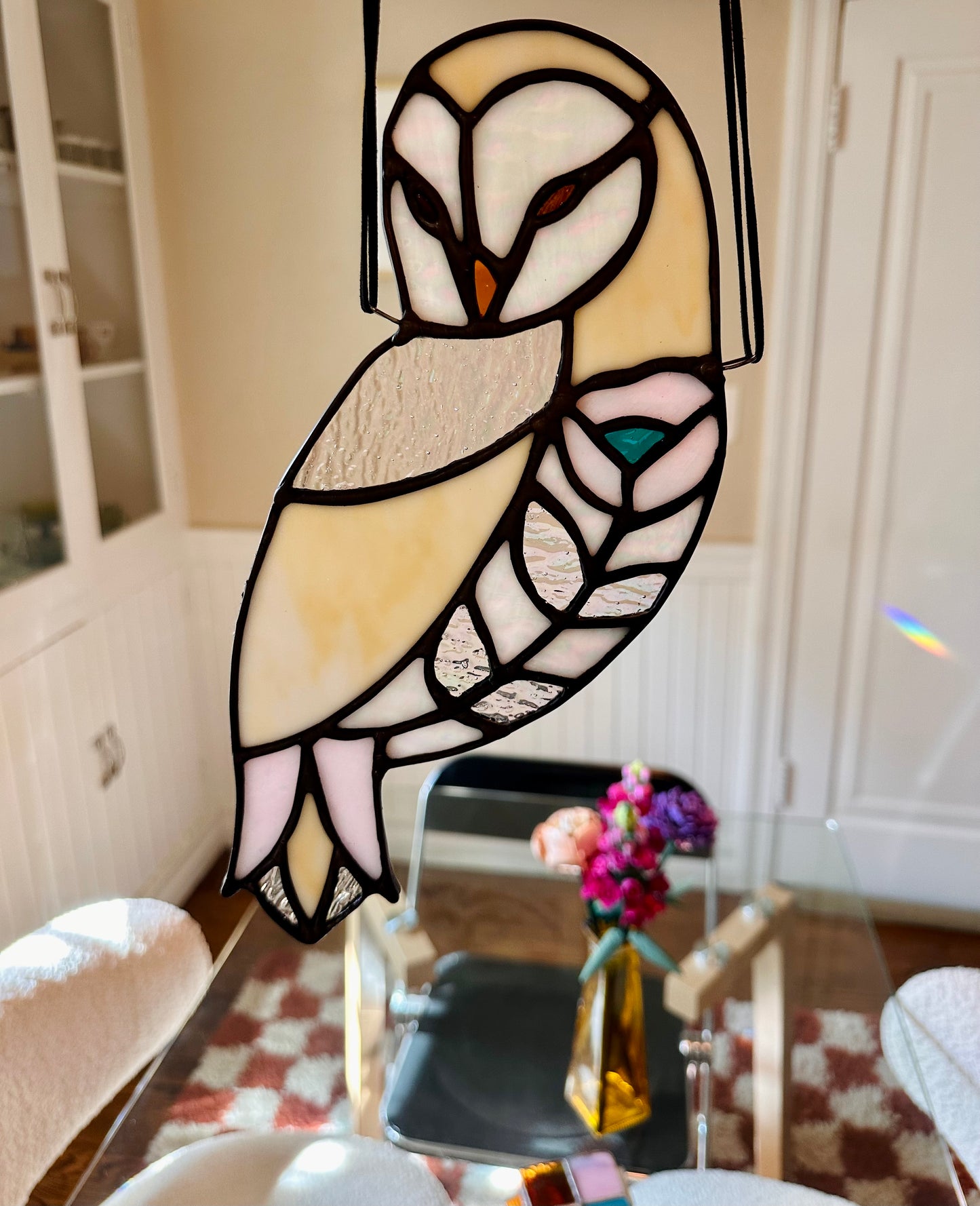 Floral Owl (Pink/White/Iridescent)