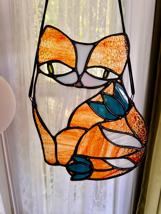 Derpy Tabby Cat (Orange/Blue/Green)
