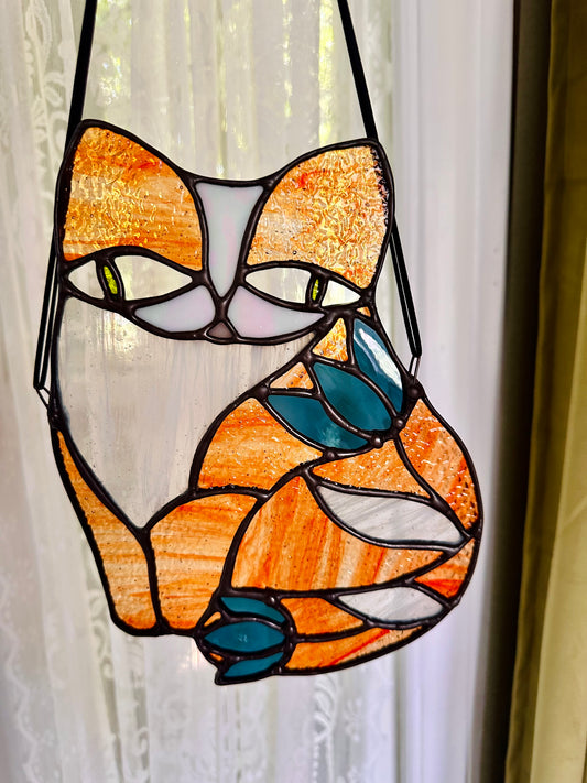 Derpy Tabby Cat (Orange/Blue/Green)