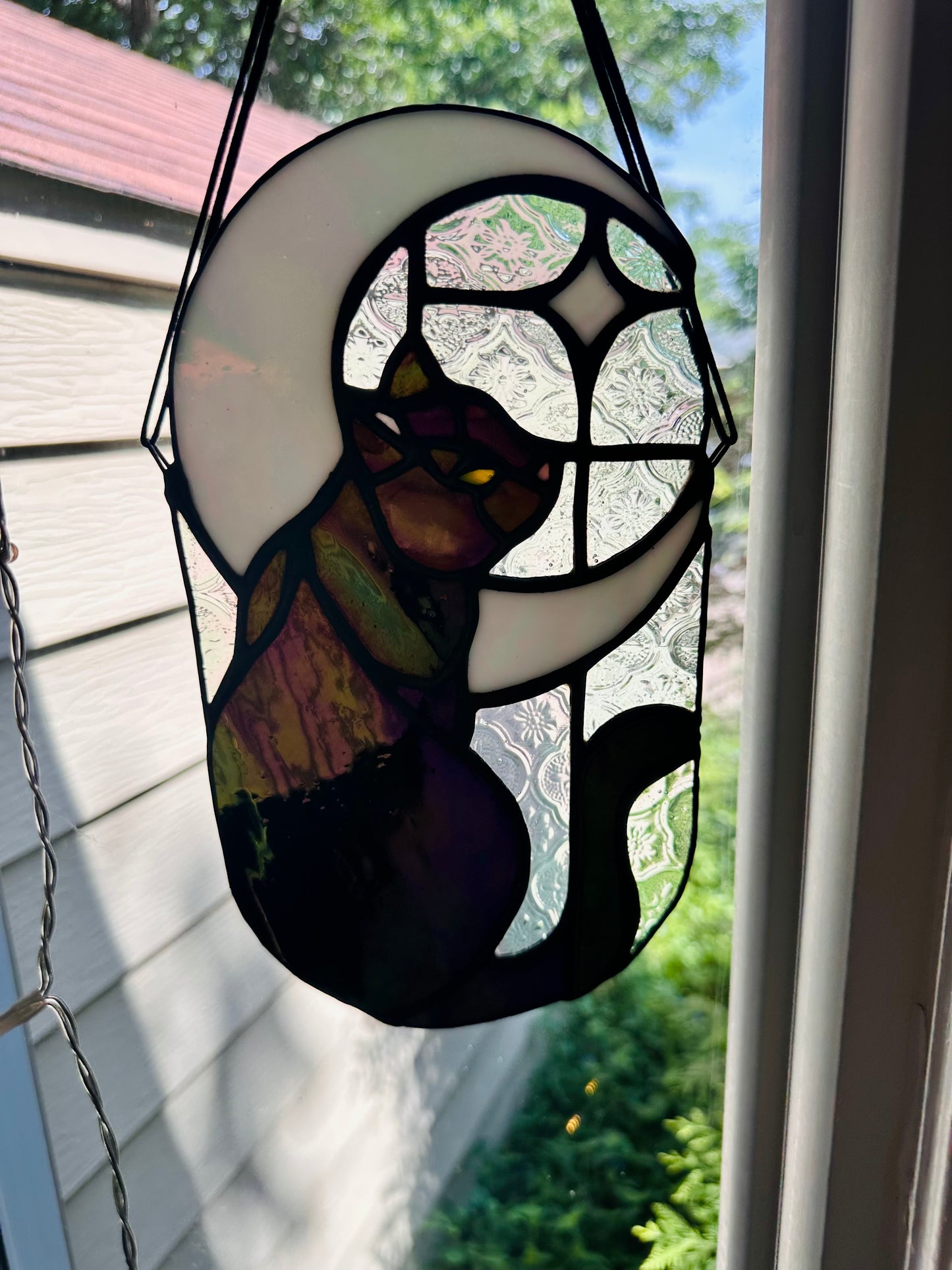 Stained Glass Cat in Moonlight (Void/Black)